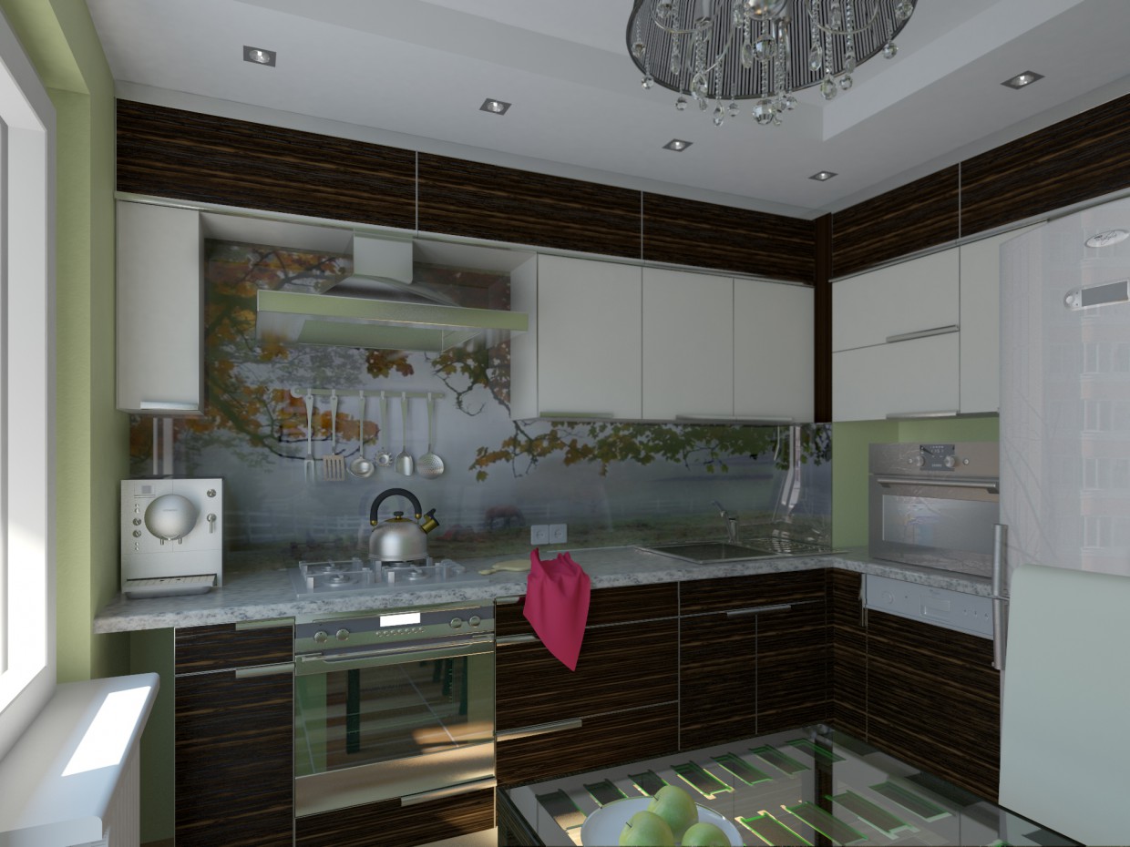 small autumn kitchen in 3d max vray image