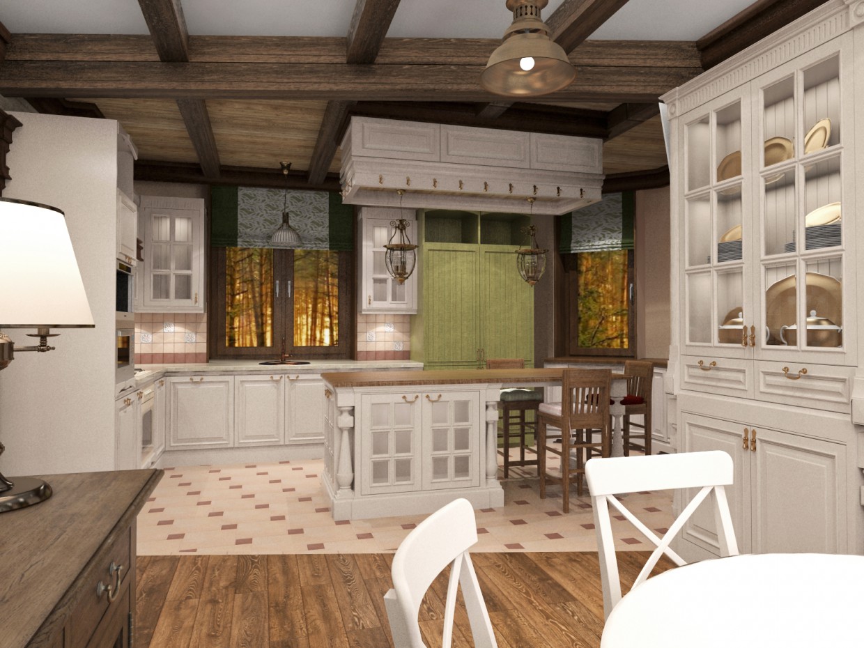 Kitchen-living country-Provence) in 3d max vray image