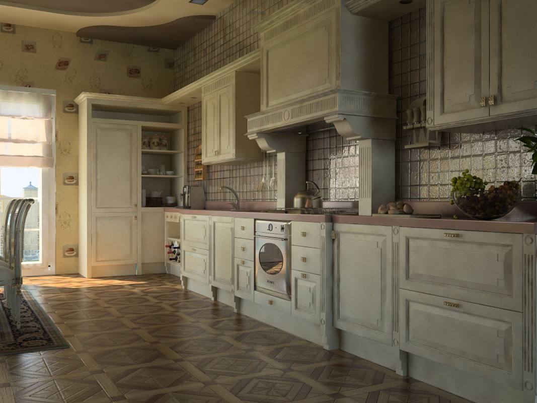 Кухня заміського будинку в 3d max vray зображення