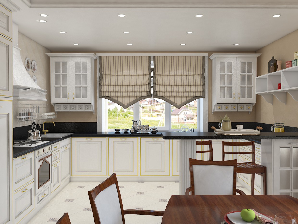 Kitchen visualization in 3d max vray image