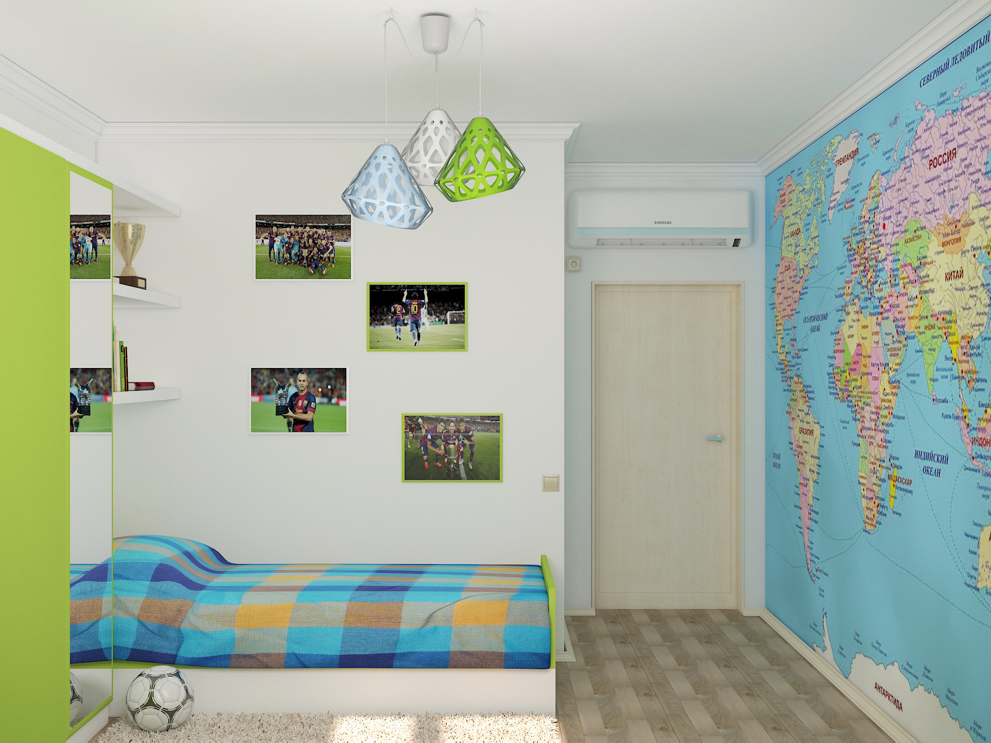 एक किशोर के लिए बच्चों के कमरे 3d max vray 3.0 में प्रस्तुत छवि