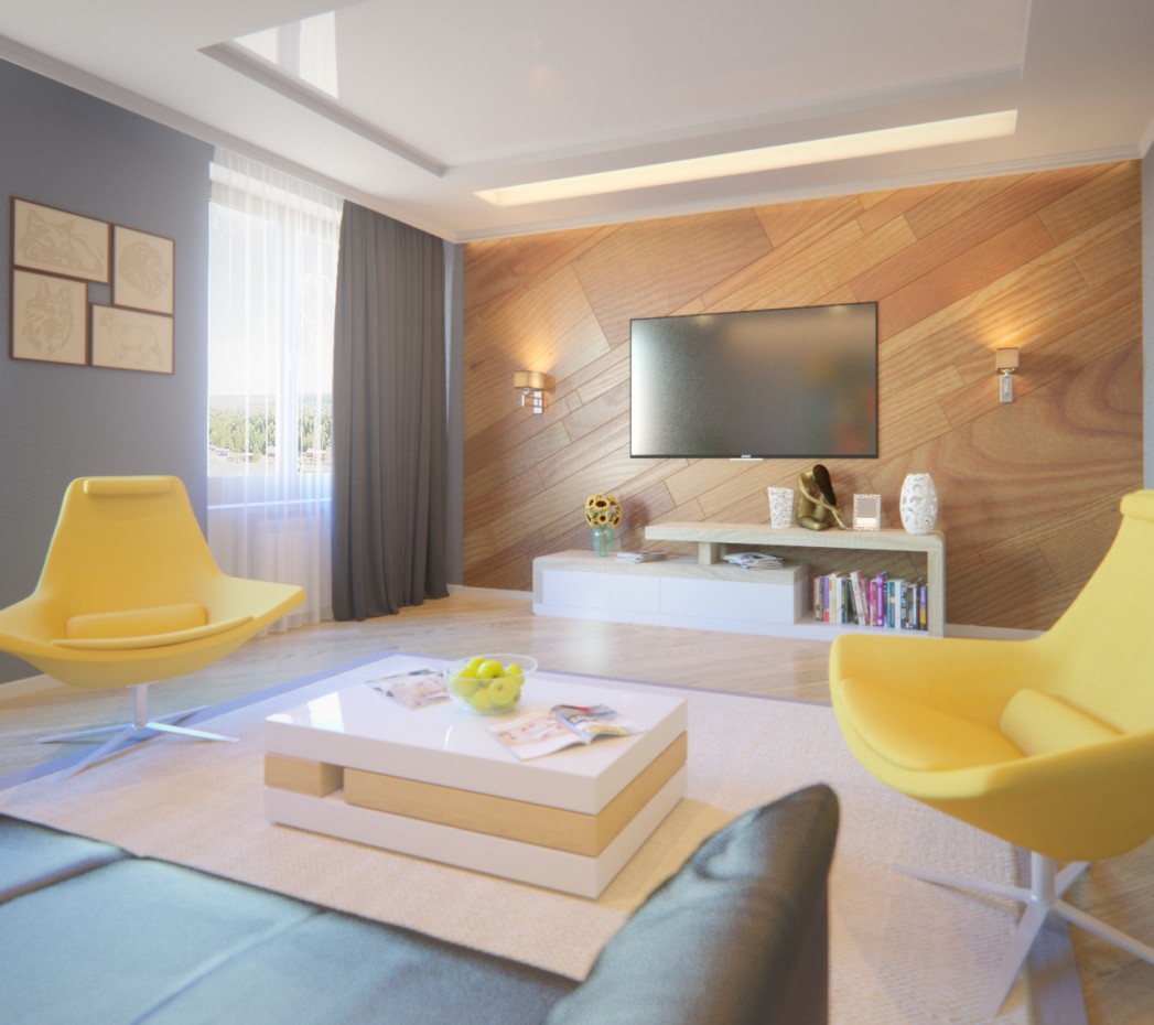 Дизайн вітальні в 3d max corona render зображення