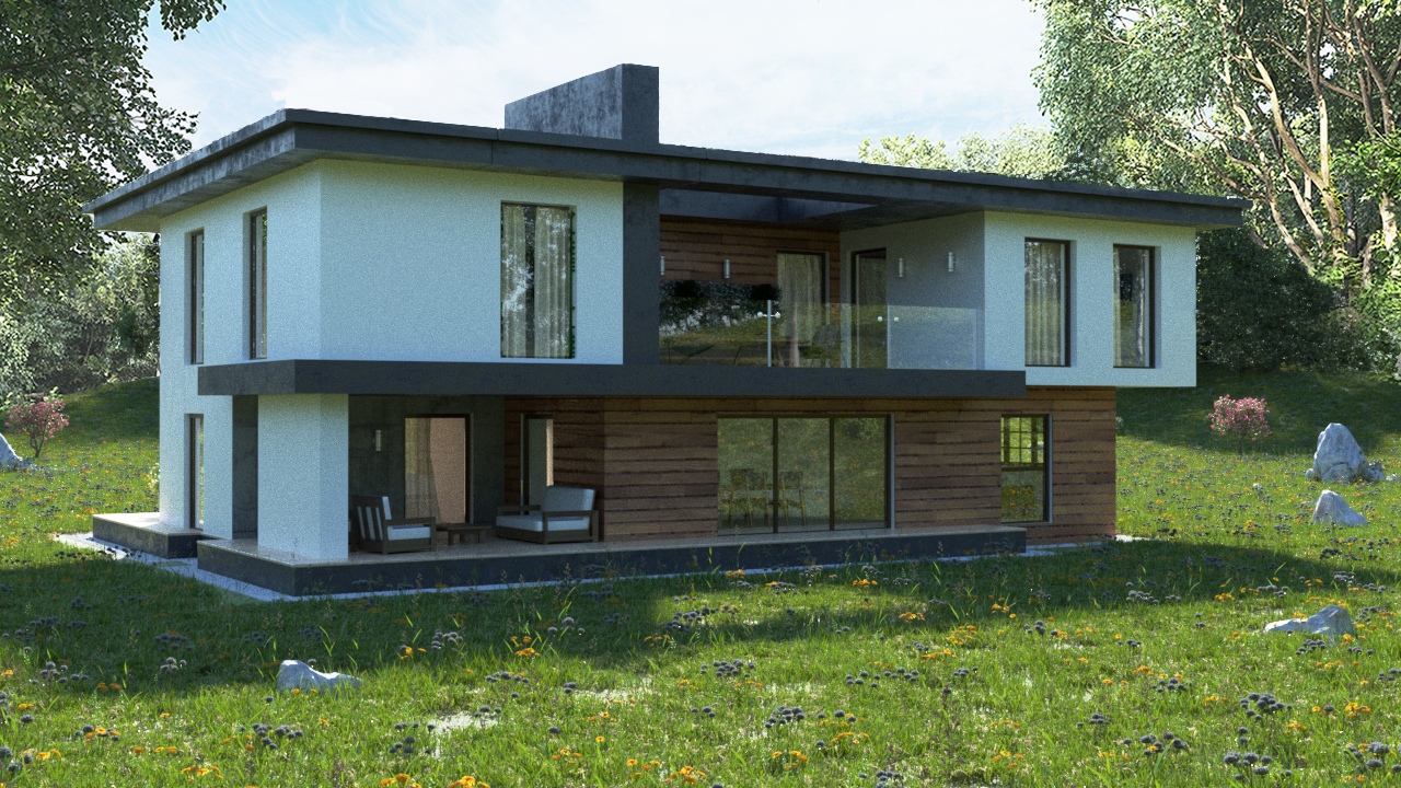 Summer house in 3d max corona render image