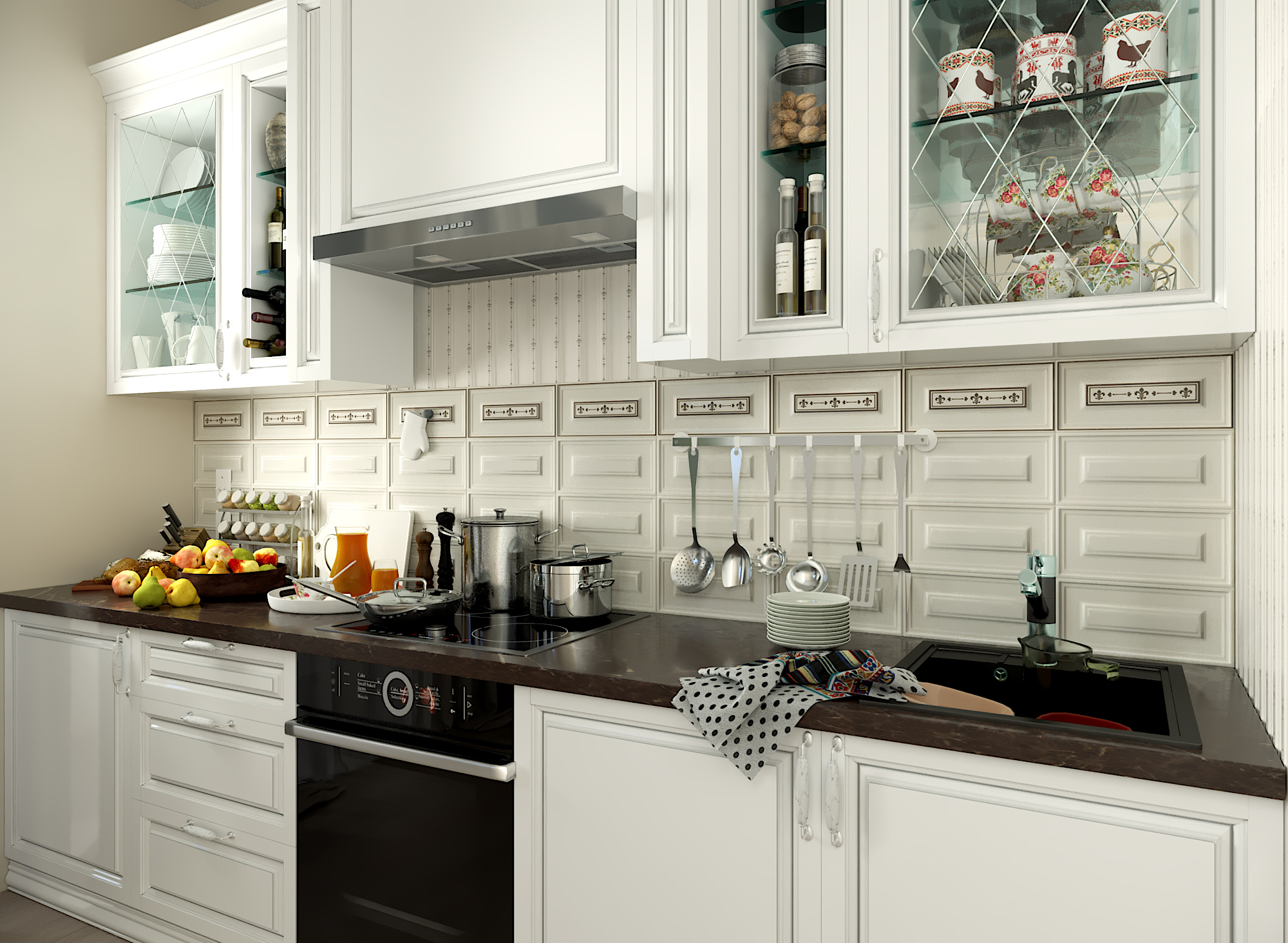 Mutfağın 3B görselleştirilmesi in 3d max corona render resim