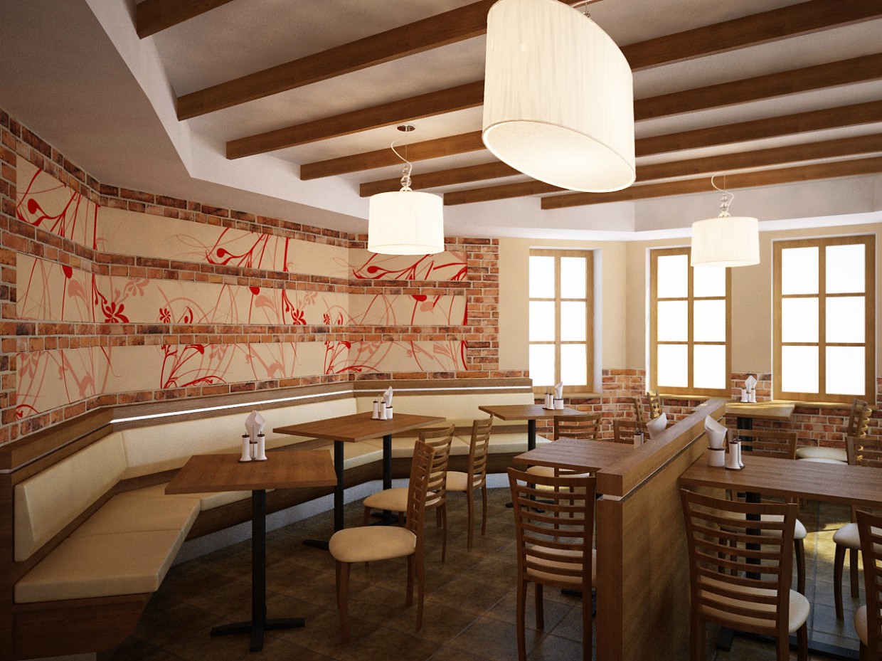 Pizzeria and Pub in 3d max vray image