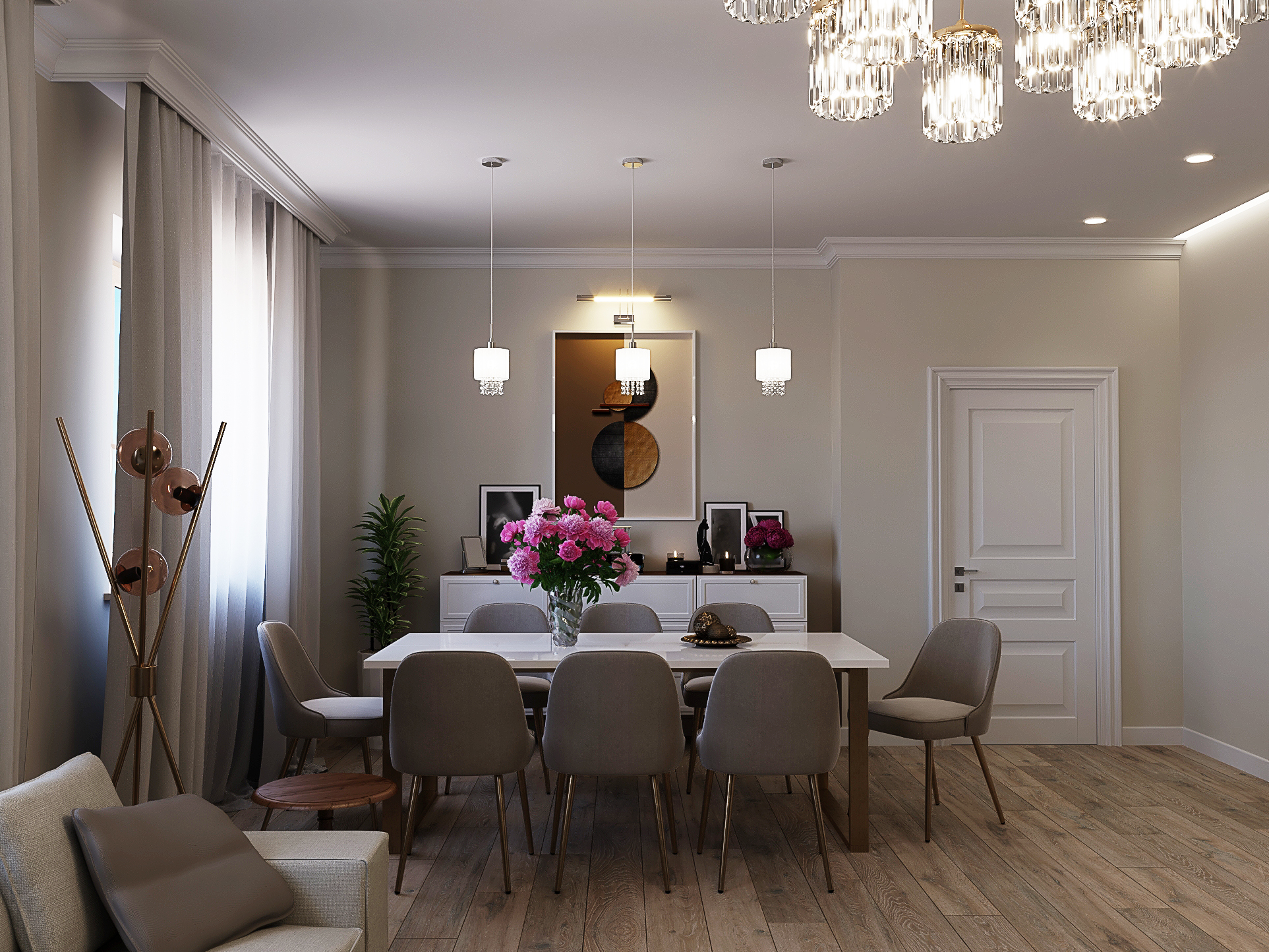युवा मालिक के लिए घर में रहने का कमरा 3d max vray 5.0 में प्रस्तुत छवि