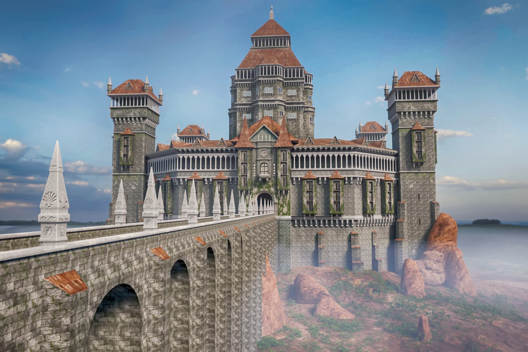 Средневековый замок в Blender cycles render изображение