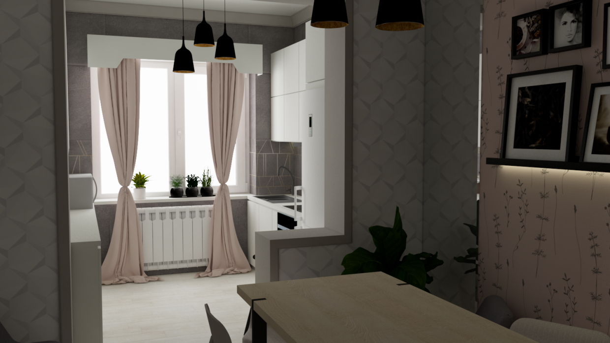 कमरे में रसोई-भोजन SketchUp vray 3.0 में प्रस्तुत छवि