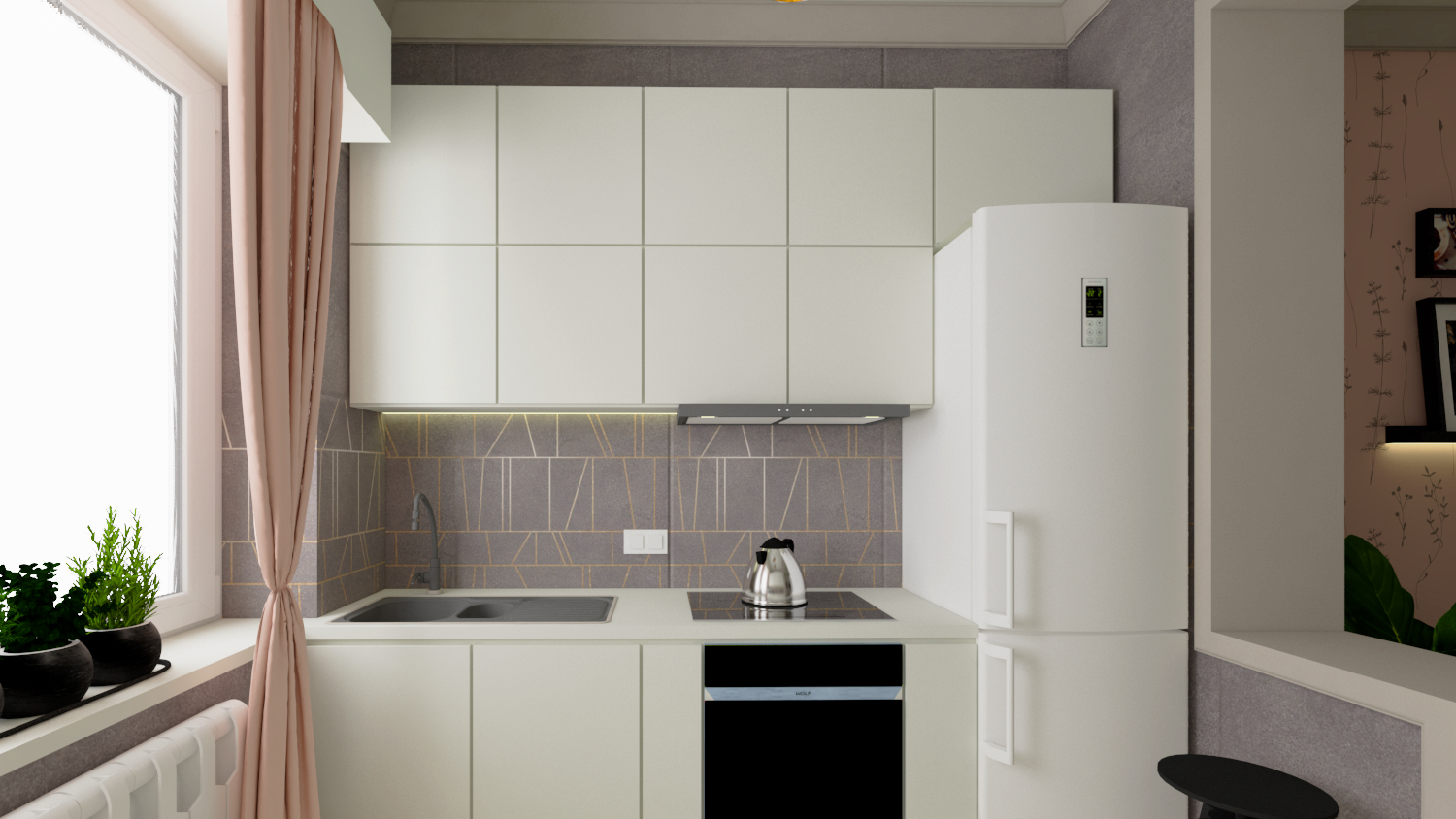 कमरे में रसोई-भोजन SketchUp vray 3.0 में प्रस्तुत छवि