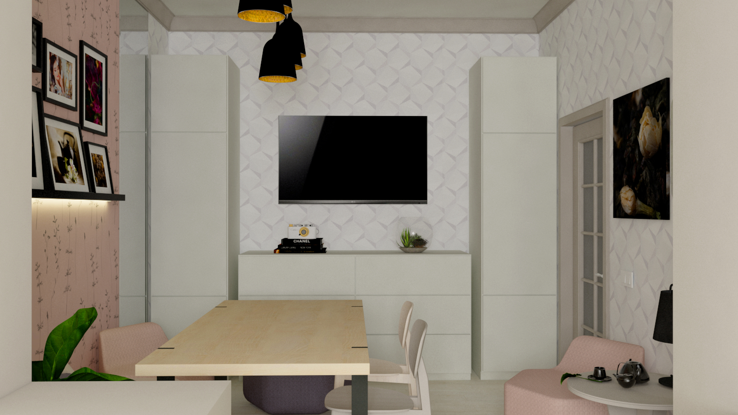 Cozinha-sala em SketchUp vray 3.0 imagem