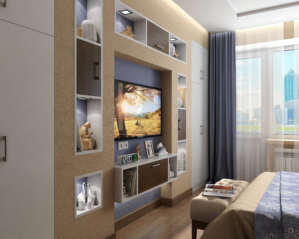 Проект дизайн интерьера спальни в квартире в Чернигове в 3d max vray 1.5 изображение