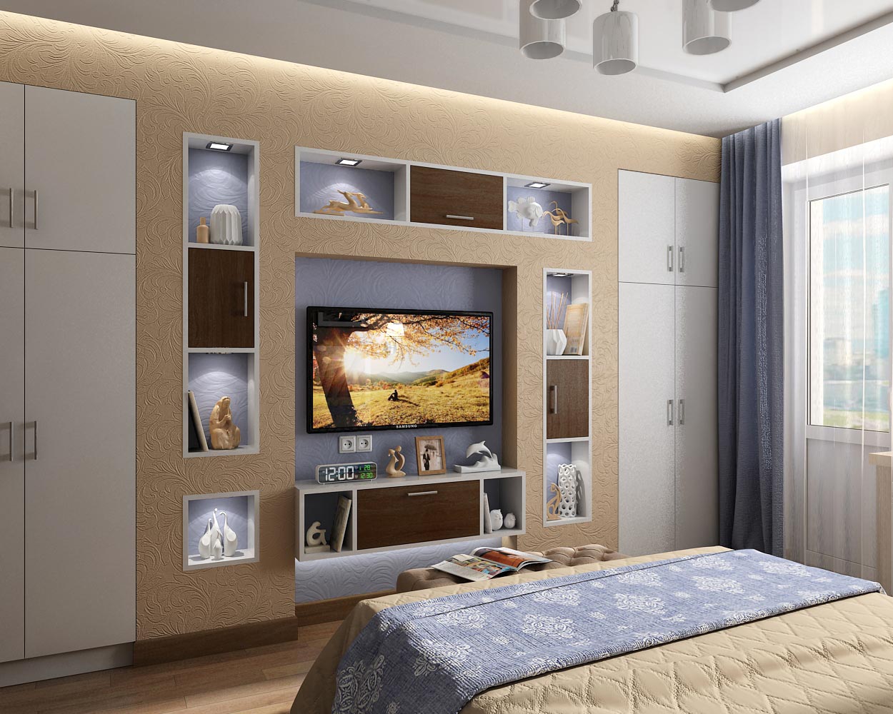 Проект дизайн інтер'єру спальні в квартирі в Чернігові в 3d max vray 1.5 зображення