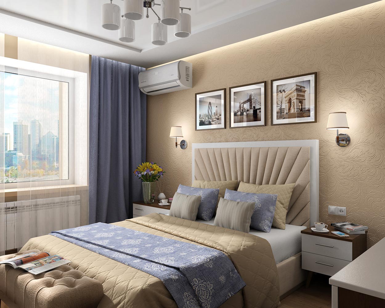 Проект дизайн інтер'єру спальні в квартирі в Чернігові в 3d max vray 1.5 зображення