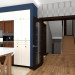 Küche, Wohnzimmer mit Kamin in 3d max vray 3.0 Bild