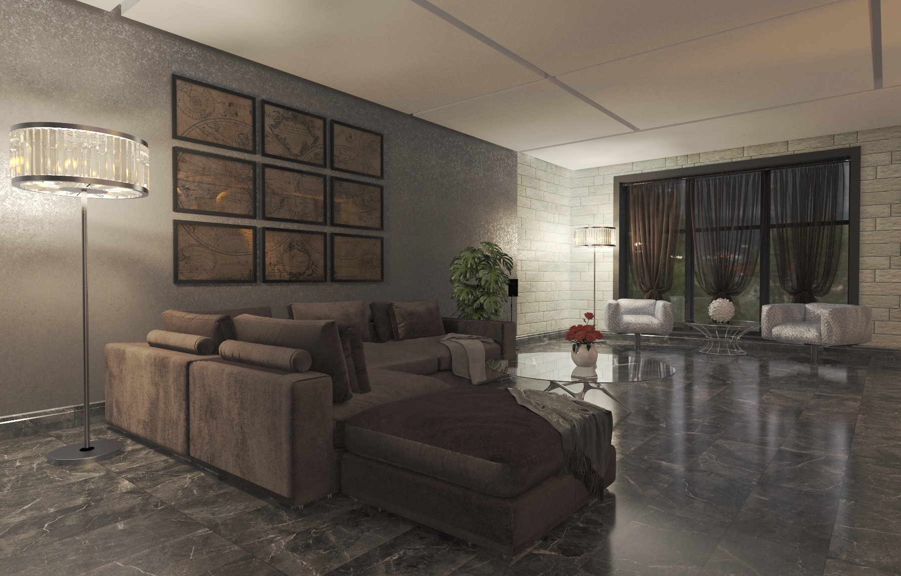 imagen de Sala de estar de estilo moderno. en 3d max vray 3.0