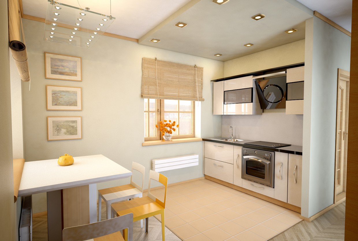 Кухня-столовая. Дизайн,визуализация в 3d max vray изображение