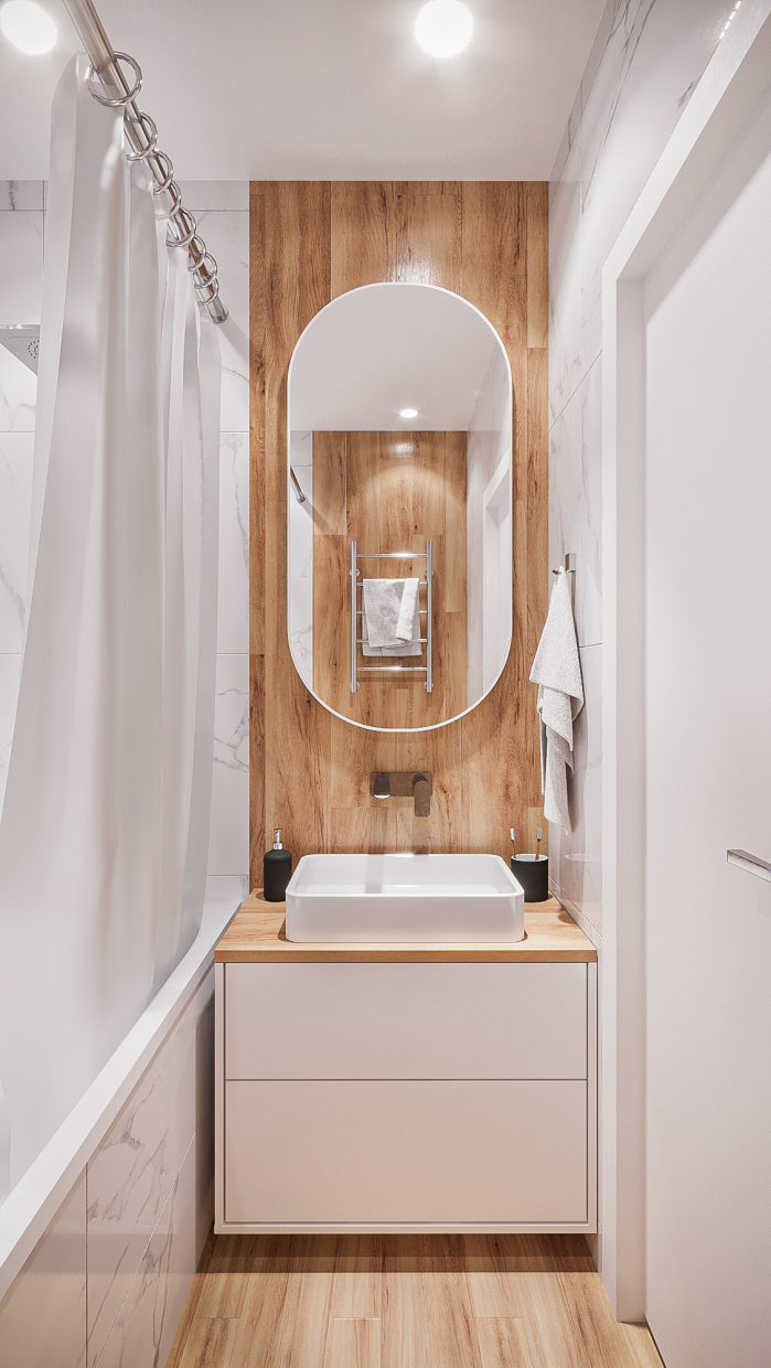 Salle de bain style scandinave dans 3d max corona render image