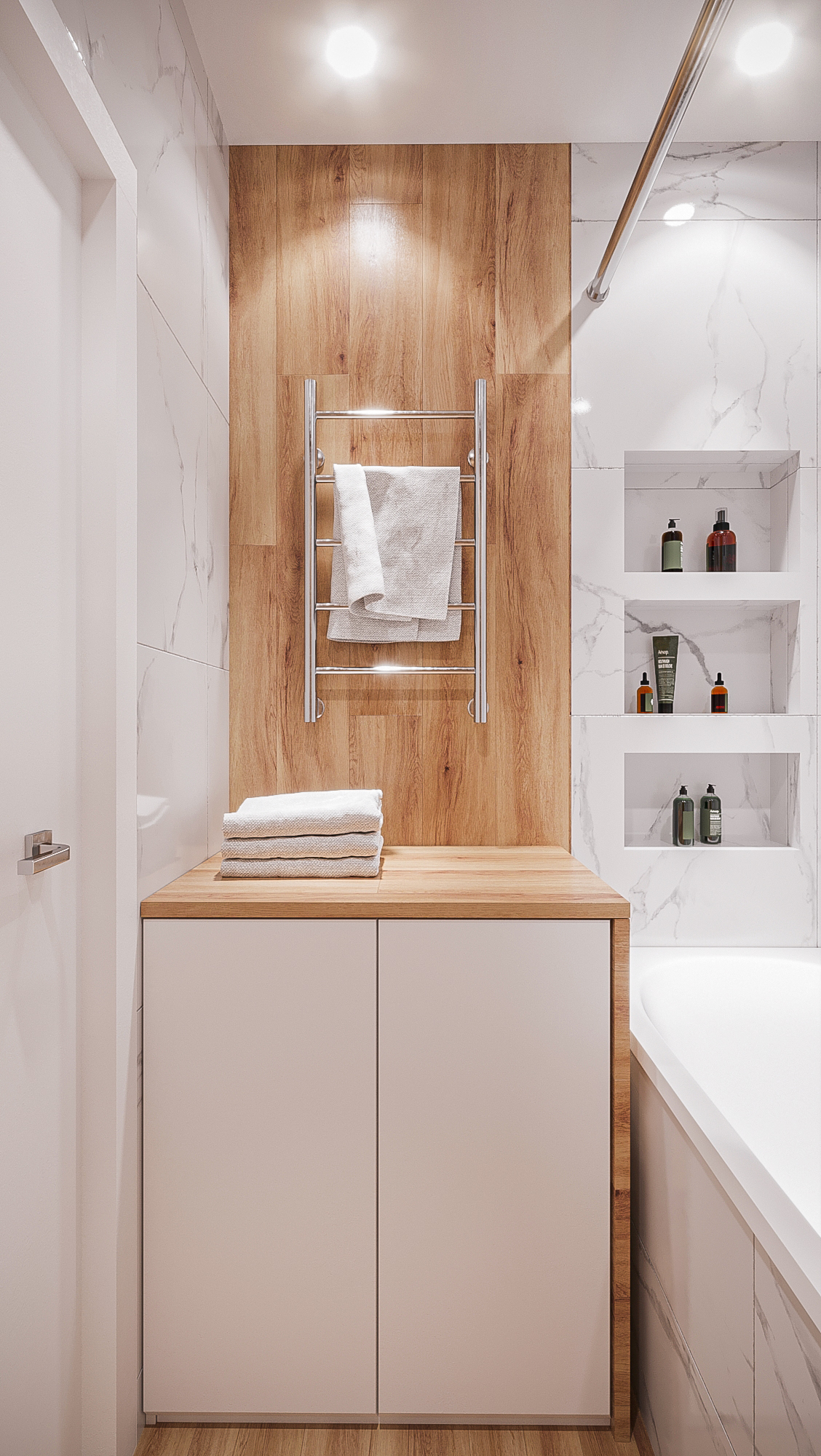 Salle de bain style scandinave dans 3d max corona render image