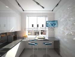 Kitchen with elements of hi-tech style
