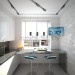 Kitchen with elements of hi-tech style