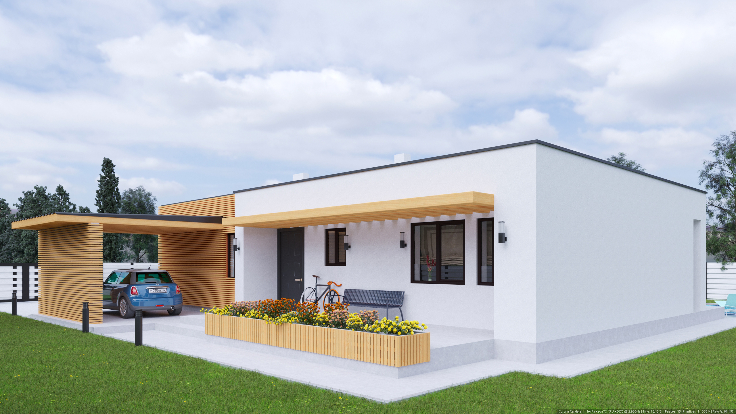 House on the plot V2 in 3d max corona render image