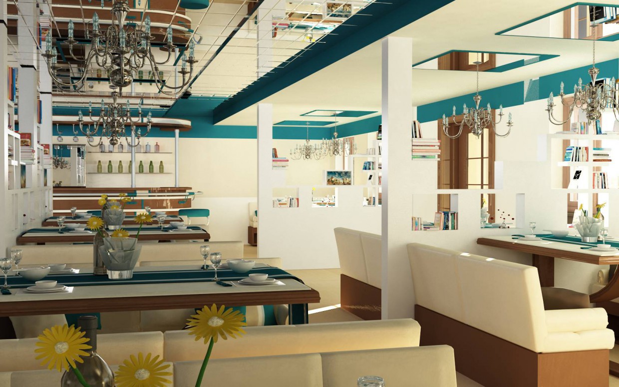 ресторан-кафе в 3d max vray изображение