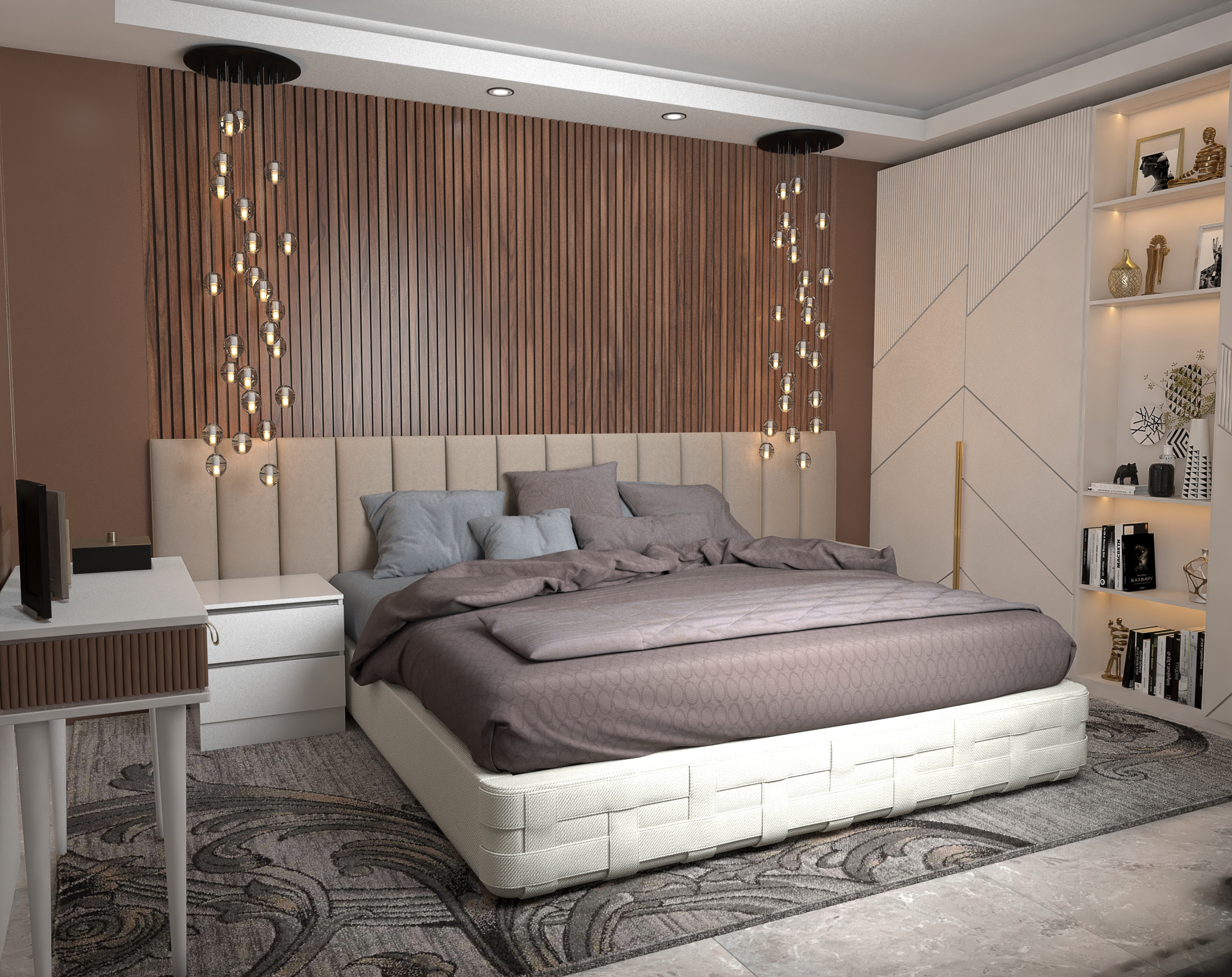imagen de dormitorio de lujo en 3d max vray 5.0