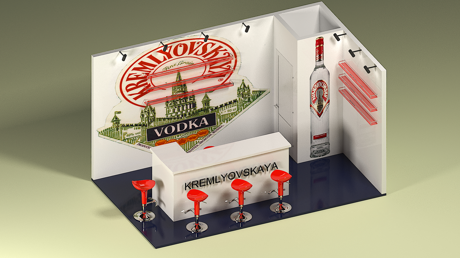выставочный стенд Кремлевская в 3d max vray 3.0 изображение