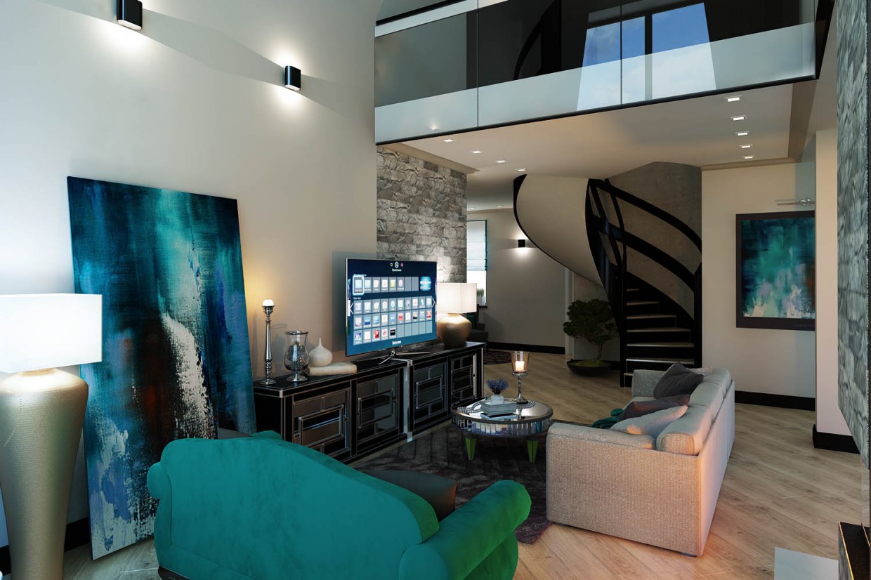 O Interior de uma casa privada em 3d max vray 3.0 imagem