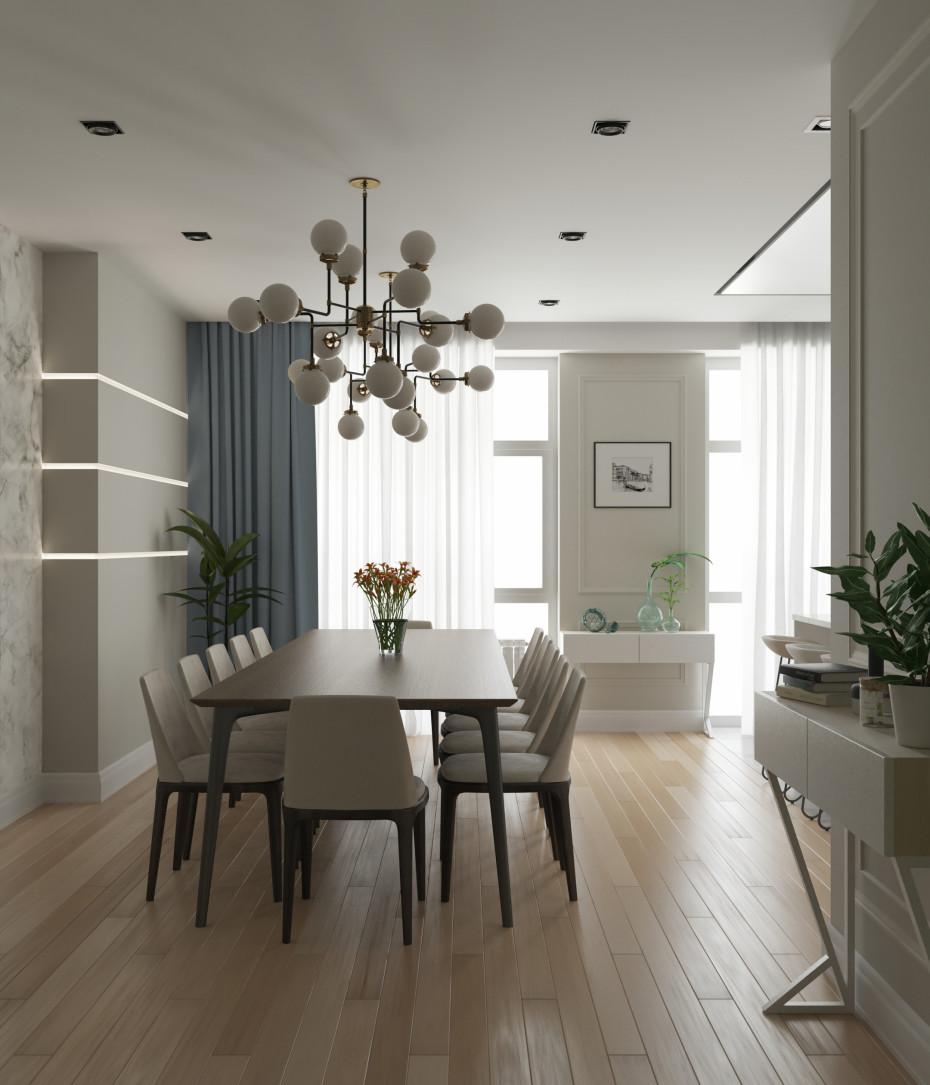 Kitchen-dining room. in 3d max corona render image