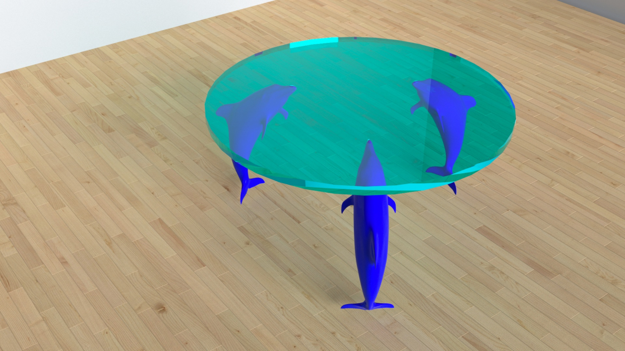 Table "Three Dolphins" in 3d max corona render image