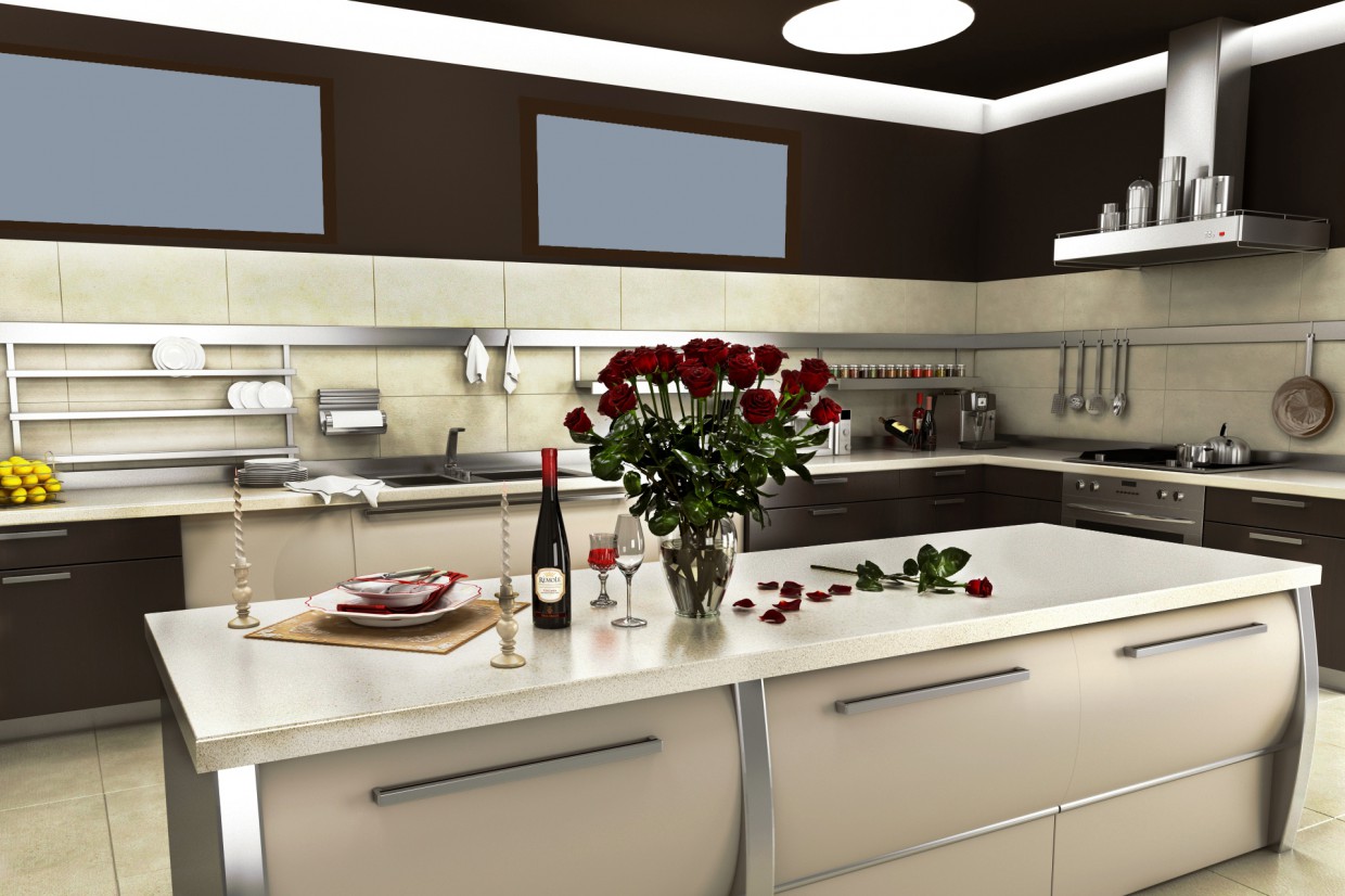 रसोई Aster 3d max vray में प्रस्तुत छवि