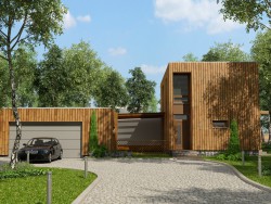 Casa hecha de paneles de madera