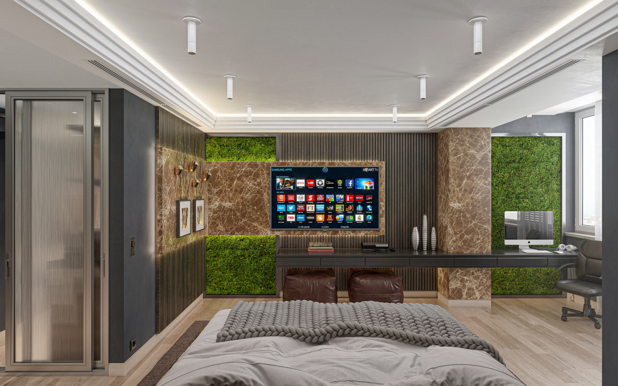 Спальня №2 (S=24.8м2) в 3d max corona render изображение