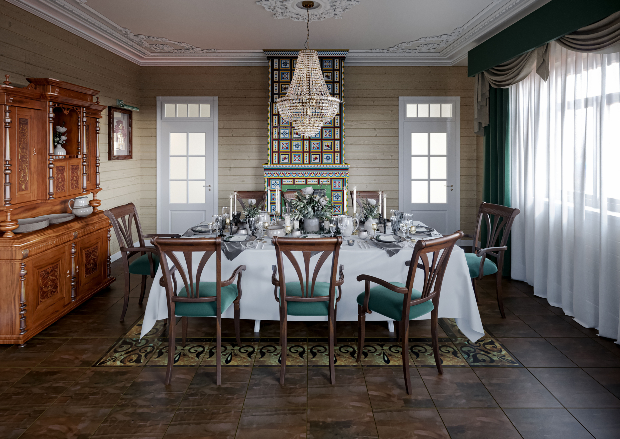 Yemek odası in 3d max corona render resim