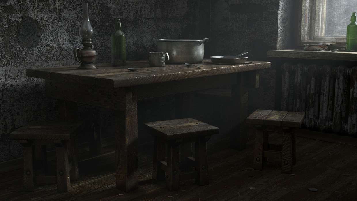 Кухня в старой хрущёвке в 3d max corona render изображение