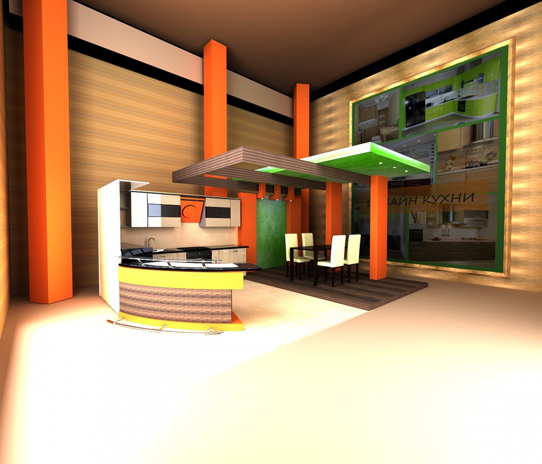 Kitchen Exhibition in 3d max vray image