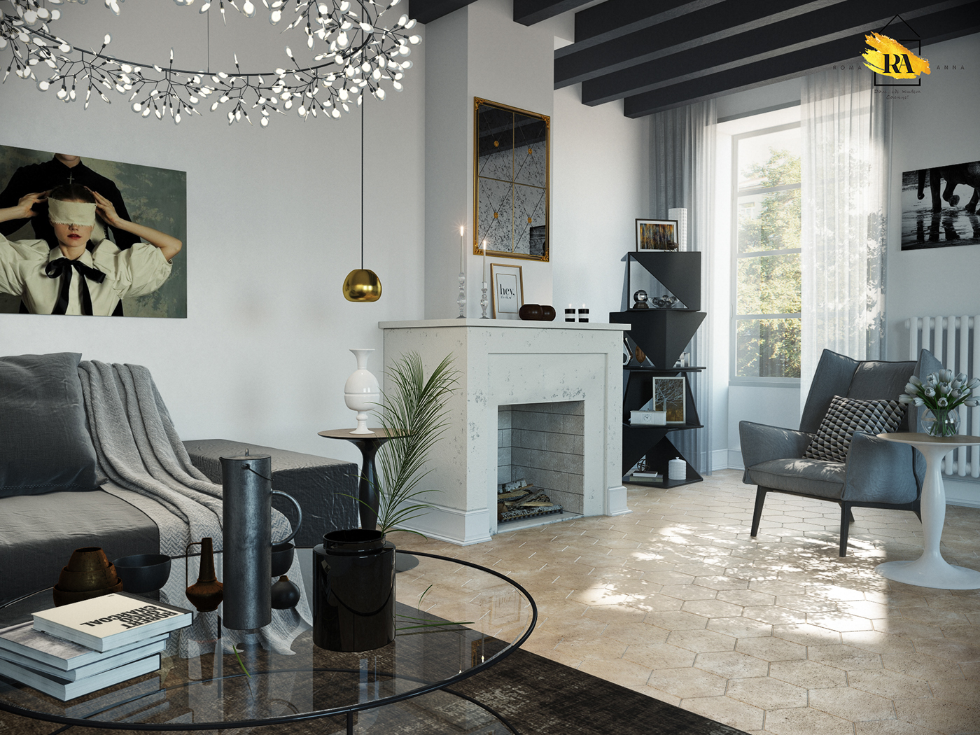 visualization of living room in 3d max vray 3.0 image
