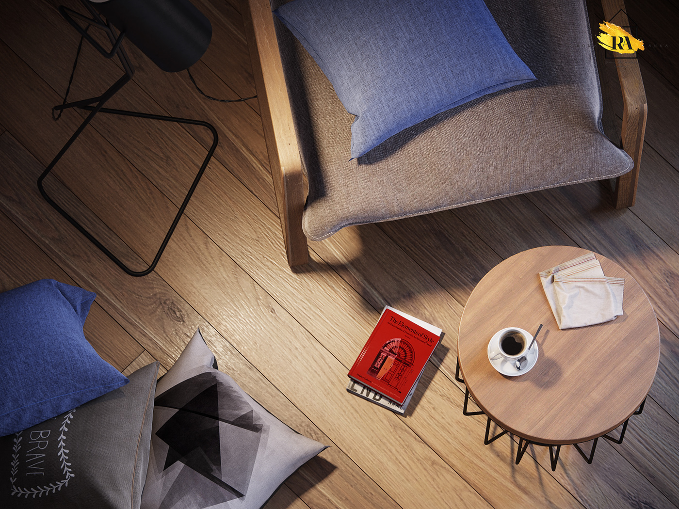 Уютный уголок cozy corner в 3d max corona render изображение