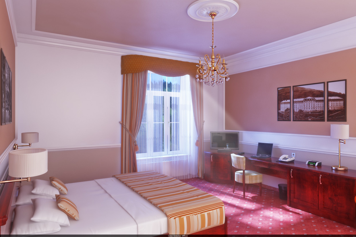 Номер в Hotel Radium Palace (Яхимов, Чехия). в 3d max vray 3.0 изображение