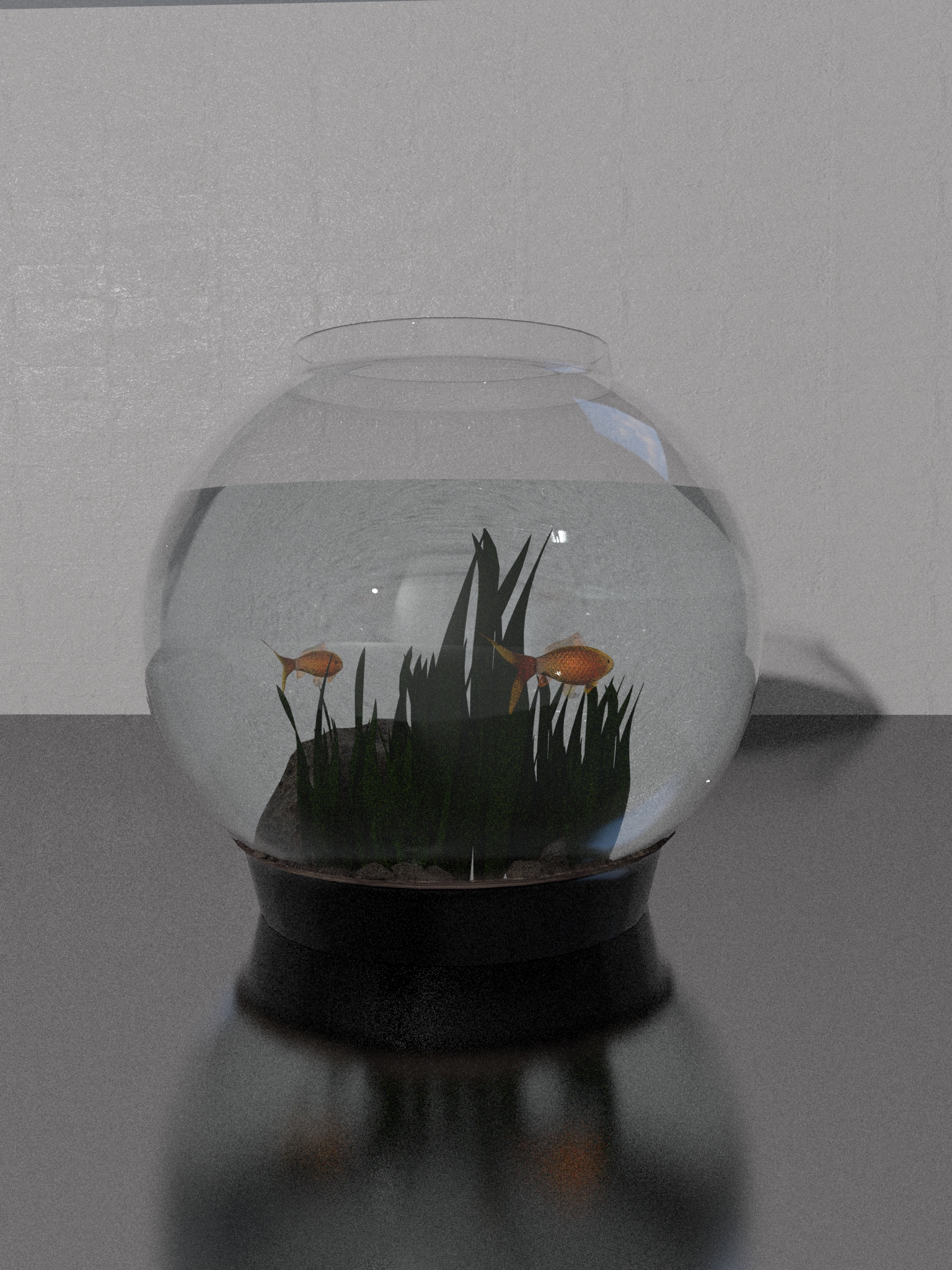 аквариум с золотыми рыбками в 3d max corona render изображение