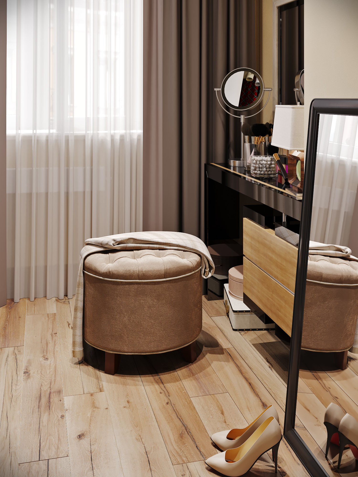 Таунхаус. Визуализация гардеробной комнаты в 3d max corona render изображение