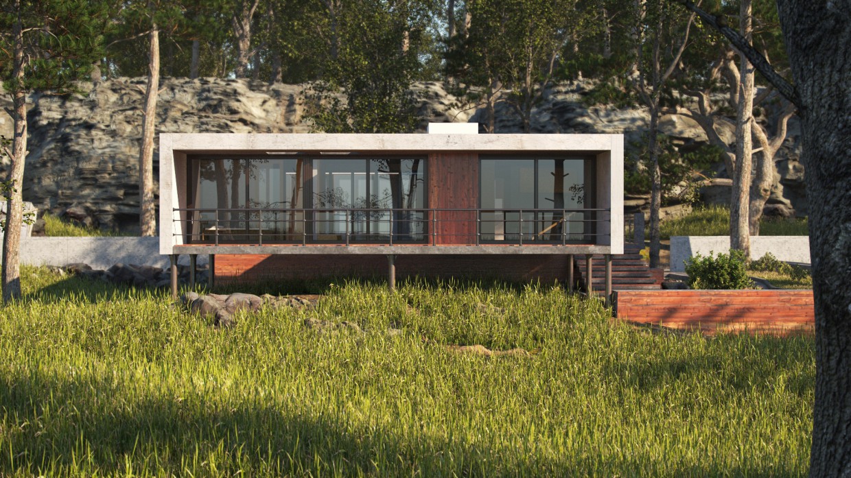 Загородный дом в 3d max corona render изображение