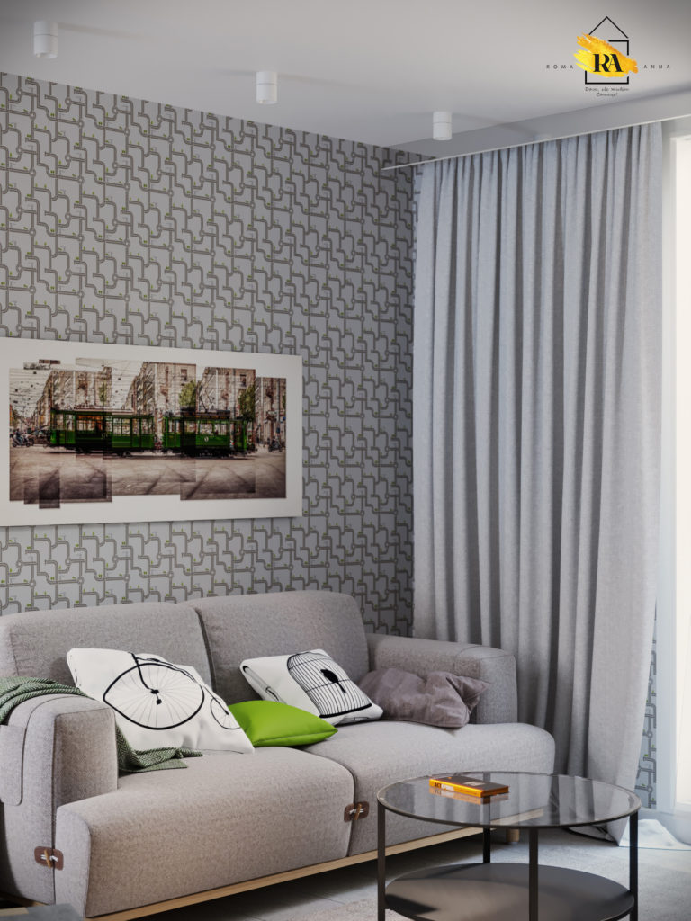 Visualizzazione del soggiorno-sala da pranzo "Concrete" in 3d max corona render immagine