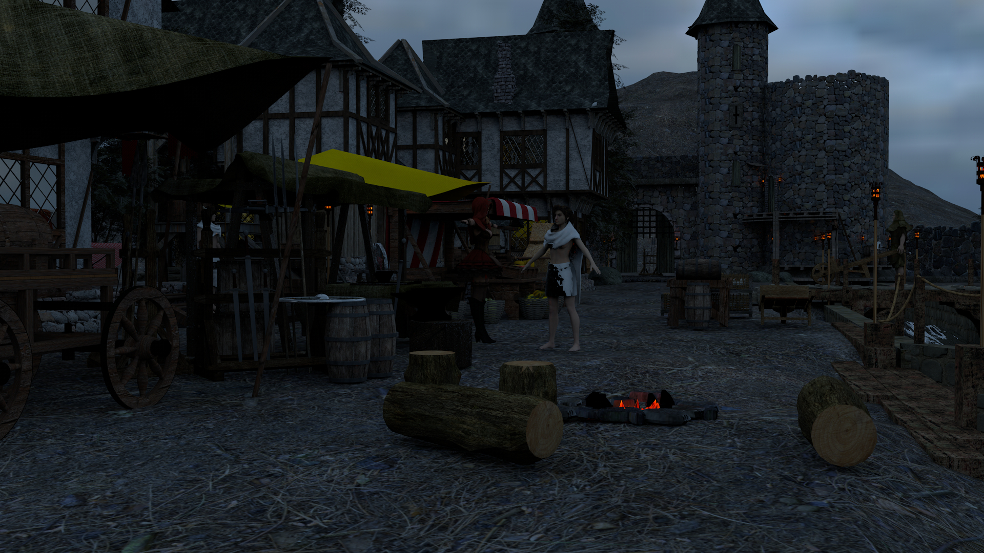 Середньовічне село в Cinema 4d maxwell render зображення
