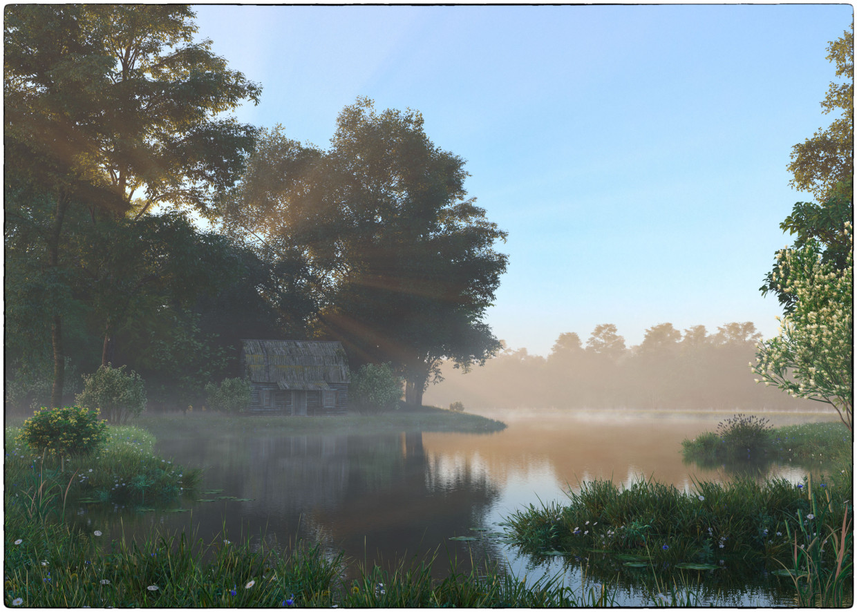 झील चमकीला चमकता है ... 3d max corona render में प्रस्तुत छवि