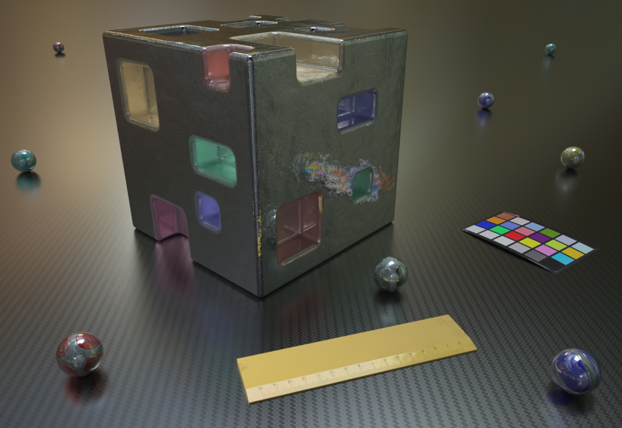 imagen de Cubo metallo en Blender Thea render