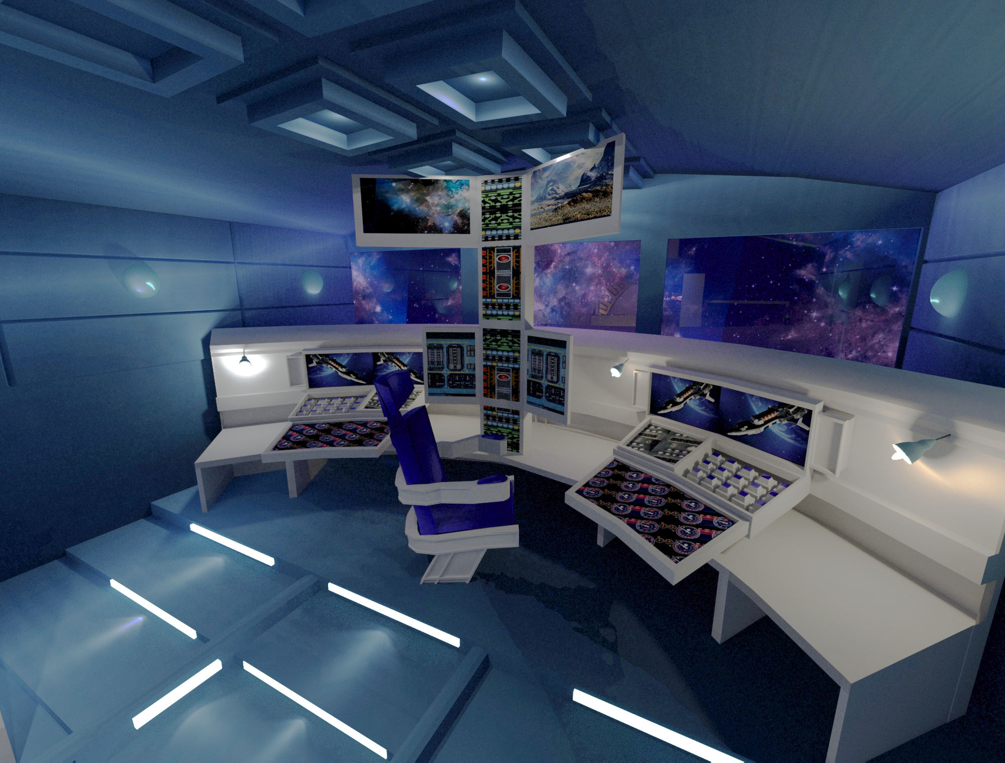 інтер'єр космічного корабля в 3d max vray 3.0 зображення