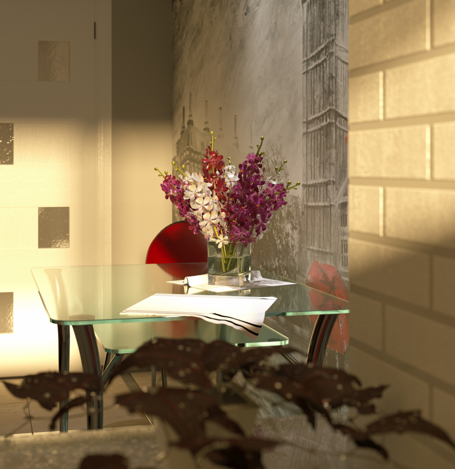iki odalı mutfak in 3d max corona render resim