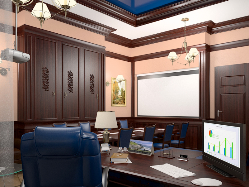 Sala de escritório em 3d max vray 3.0 imagem